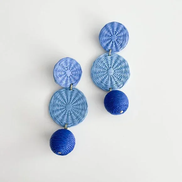 J. Crew Triple-Drop Raffia Earrings (Brilliant Ocean) - Picture 1 of 3